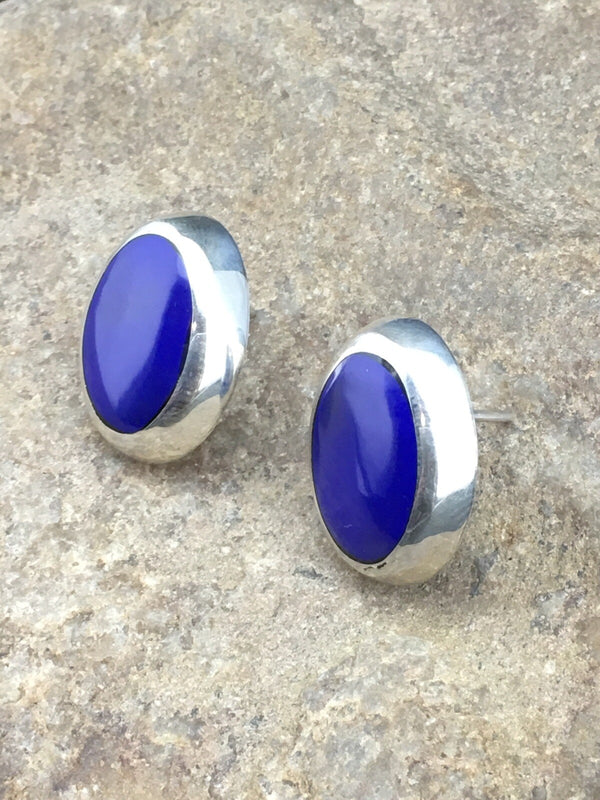 Blue Lapis Navajo Earrings | Sterling Silver | Authentic Native American Handmade | 1999