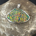 Men's Women's Multicolor Gilson Opal Navajo Inlay Pendant | Sterling Silver | Authentic Native American Handmade | 18612