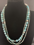 Navajo Pearls 3 Strands 6mm Turquoise Heishi Necklace 23" | Sterling Silver | Authentic Native American Handmade | 01773