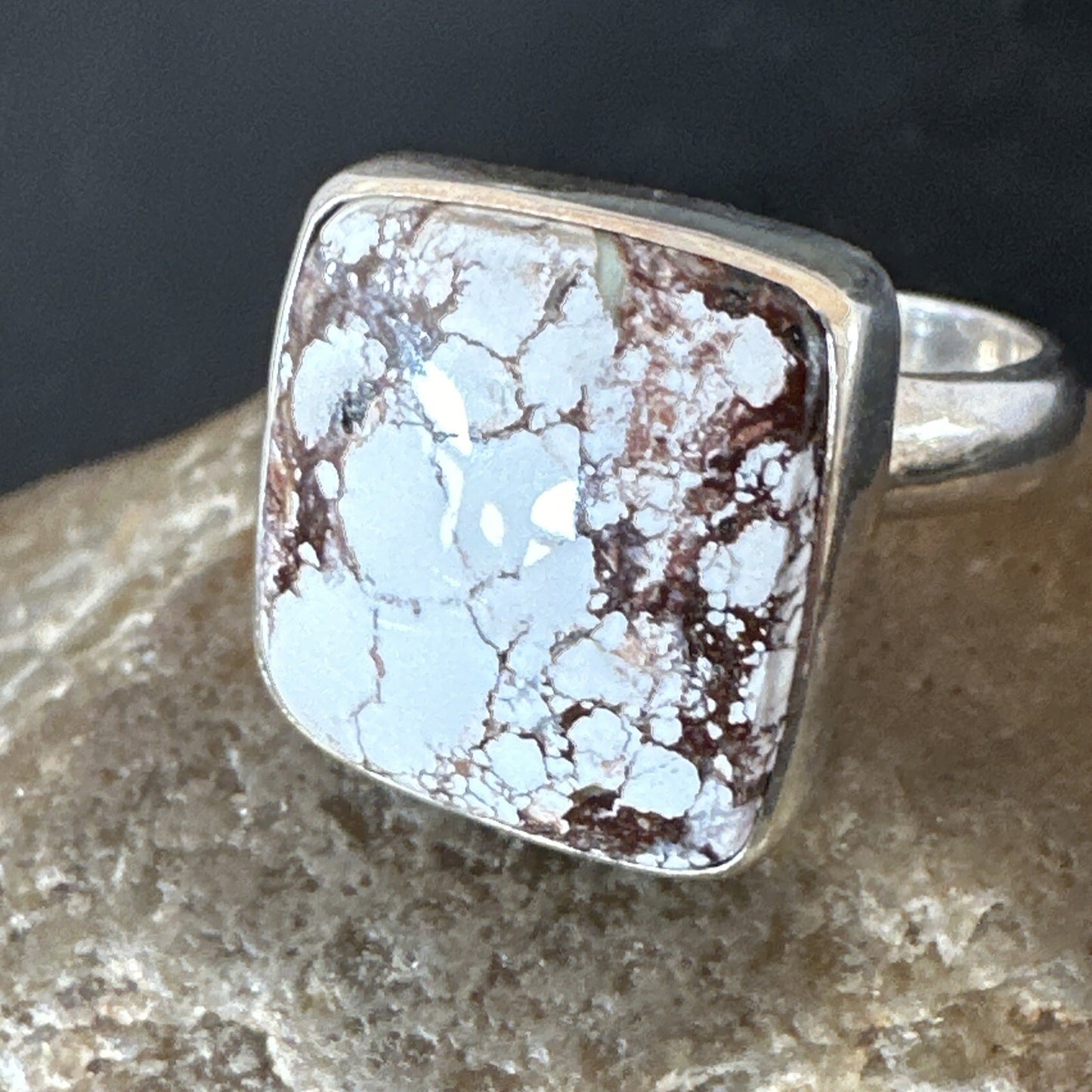 Mens Womens Wild Horse Turquoise Navajo Sterling Silver Ring Sz 7 17346