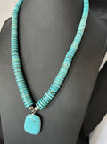 Old Pawn Turquoise Necklace Heart Blue Old Pawn Santo Domingo Southwest | Authentic Native American Handmade | 19442
