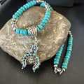 Naja Blue Turquoise Cluster Zuni Pendant Necklace 20" | Sterling Silver | Authentic Native American Handmade | 19716