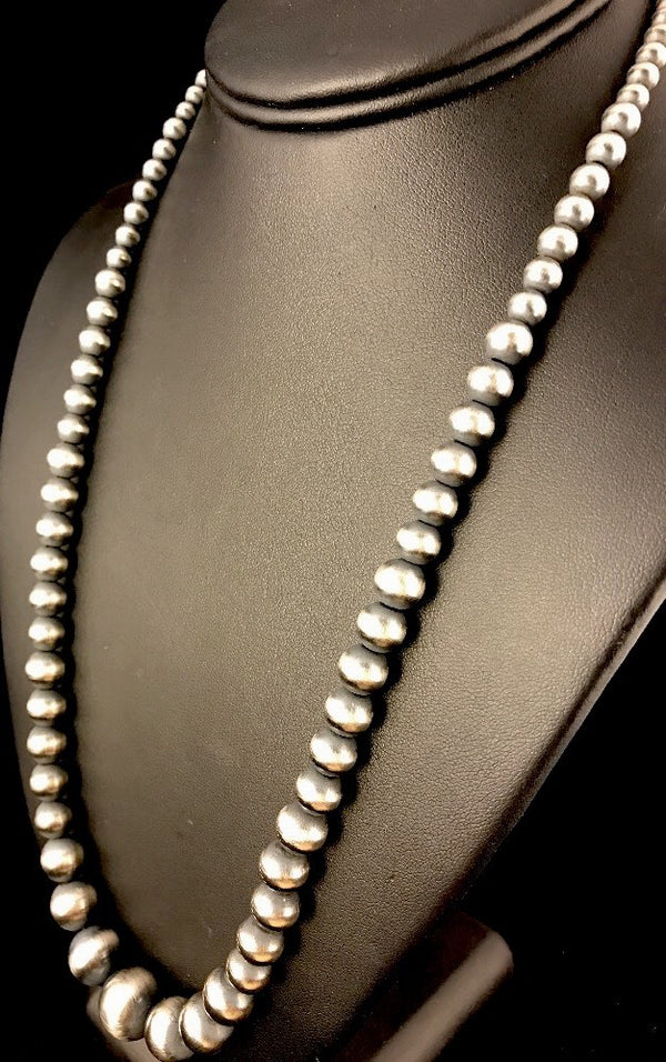 Navajo Pearls Graduated Bead Necklace 20" | Sterling Silver | Authentic Native American Handmade | 341