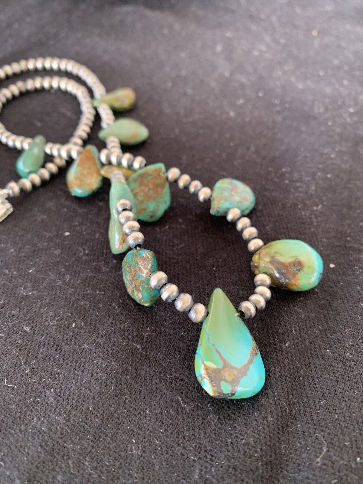 Navajo Pearls Sterling Silver Royston Turquoise 20" Necklace 00484