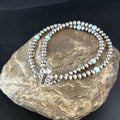 Navajo Blue Turquoise Bracelet 2S 7.5" | Sterling Silver | Authentic Native American Handmade | 14385