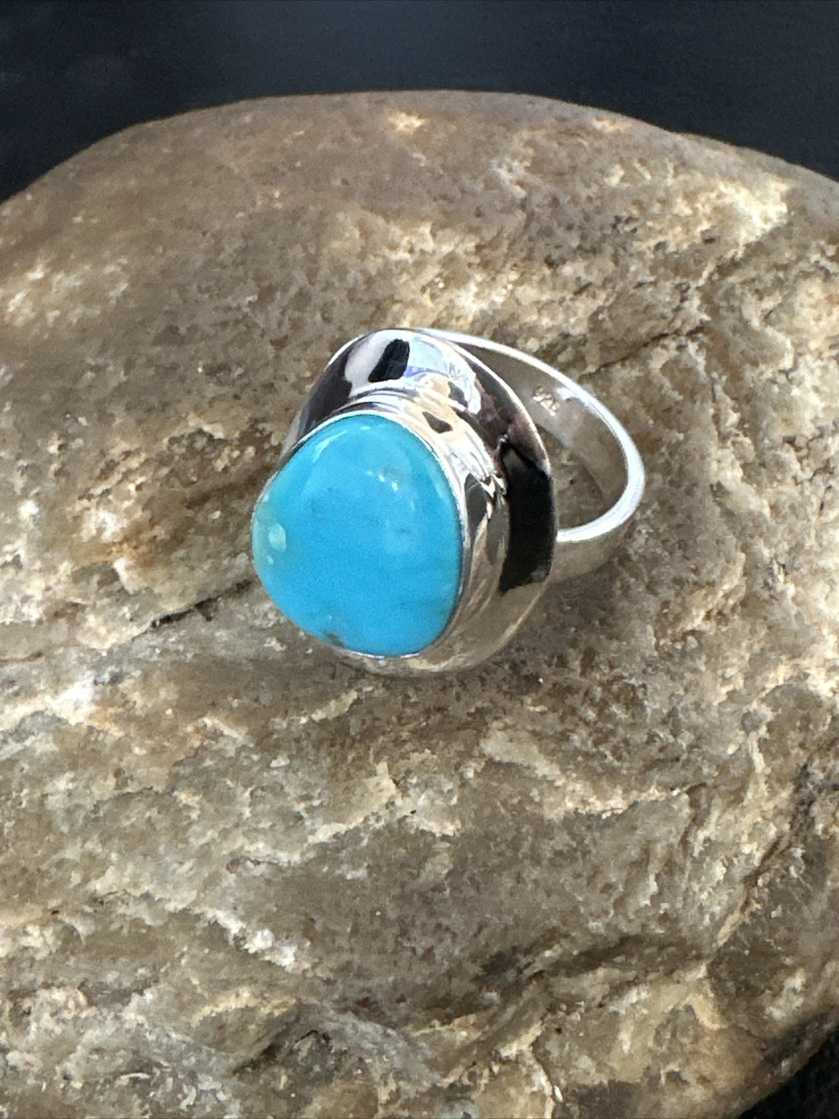 WoMens Sterling Silver Blue Kingman Turquoise Ring Size 7 17682