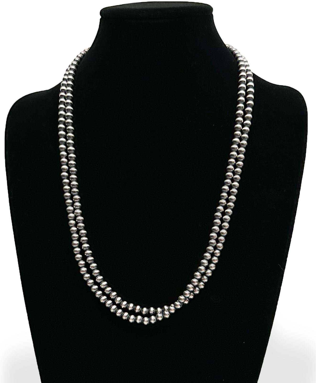 Popular Sterling Silver Navajo Pearls Native American 4mm Bead Necklace