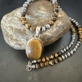 Coffee Brown Tigers Eye Pendant Necklace Southwestern | Sterling Silver | Authentic Native American Handmade | 18288
