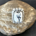 White Buffalo Turquoise Navajo Ring Size 8 | Sterling Silver | Authentic Native American Handmade | 18777