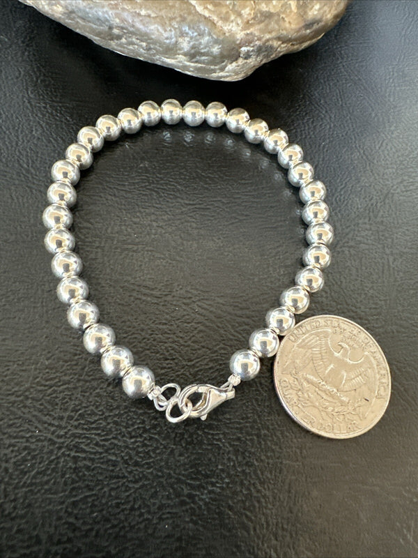 Spiny 6mm Beads 8"Bracelet | Sterling Silver | Authentic Native American Handmade | 90008