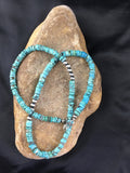 Blue Turquoise 7mm Heishi Bead Navajo Necklace | Sterling Silver | Authentic Native American Handmade | 1498