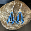 Blue Denim Lapis 3S Heishi Liquid Dangle Earrings | Sterling Silver | Authentic Native American Handmade | 18098