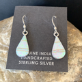 Women's White Opal Inlay Navajo Dangle Post Earrings 0.5" | Sterling Silver | Authentic Native American Handmade | 12770