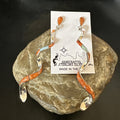 Orange Spiny Oyster Opal Swirl Dangle Earrings 3" | Sterling Silver | Authentic Native American Handmade | 19134