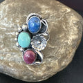 Multicolor Ring Turquoise Spiny Navajo Cluster Size 8.5 | Sterling Silver | Authentic Native American Handmade | 19168