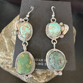 Green Royston Turquoise Navajo Dangle Earrings | Sterling Silver | Authentic Native American Handmade | 19602
