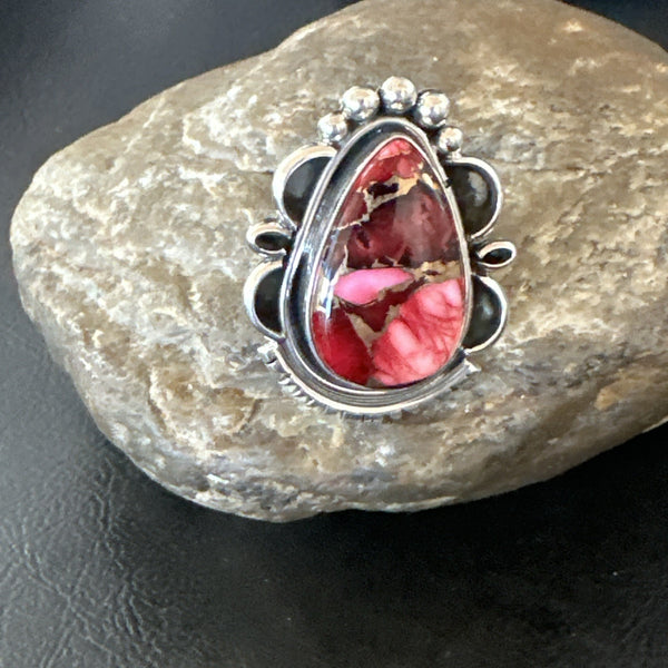 Purple Spiny Oyster Navajo Ring Size 6.5 | Sterling Silver | Authentic Native American Handmade | 19629