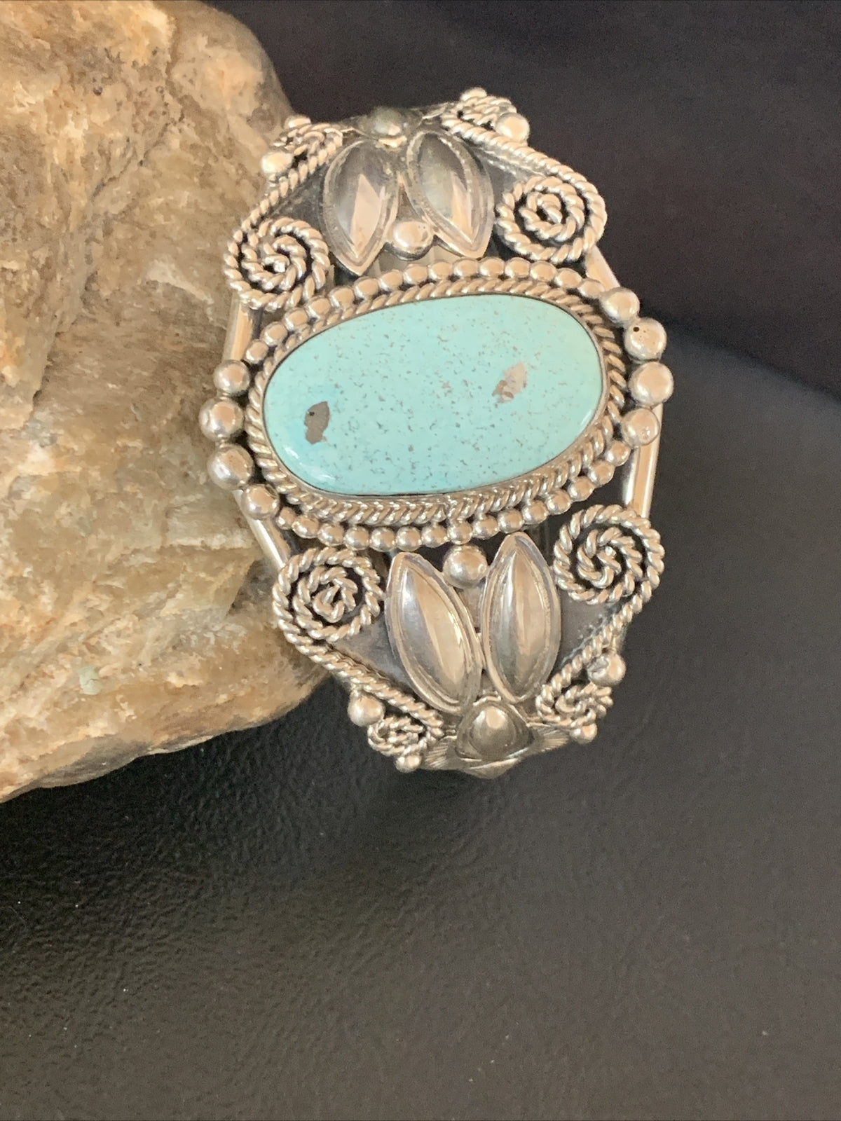 Whitewater Turquoise Sterling Silver Navajo Cuff Bracelet 2088