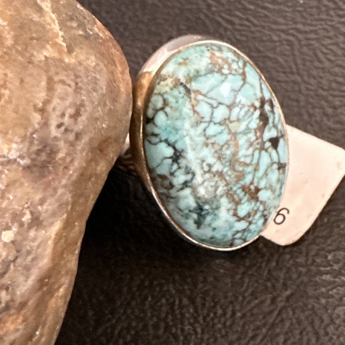 Blue Turquoise#8 Southwestern Sterling Silver Ring Size 8 19743