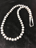 10mm Navajo Pearls 30"Hook Eye Cone Necklace | Sterling Silver | Authentic Native American Handmade