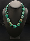 Royston Turquoise Chunky Navajo Necklace 18" | Sterling Silver | Authentic Native American Handmade | 2962