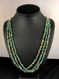 Nugget Turquoise Santo Domingo 3 Strand Necklace Bracelet Set8 | Authentic Native American Handmade | 762