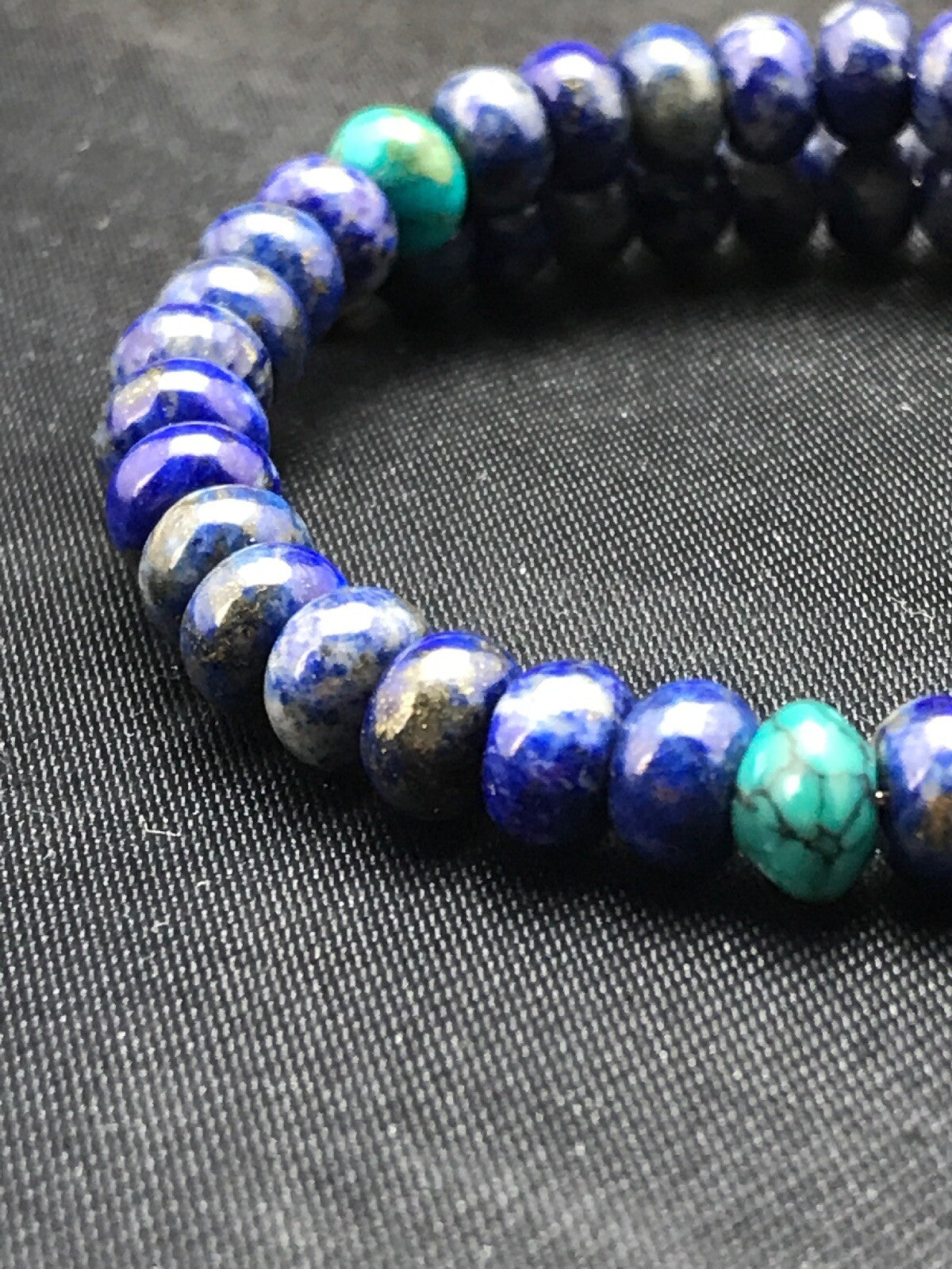 Lapis & Turquoise Bead Navajo Sterling Silver Bracelet 03260
