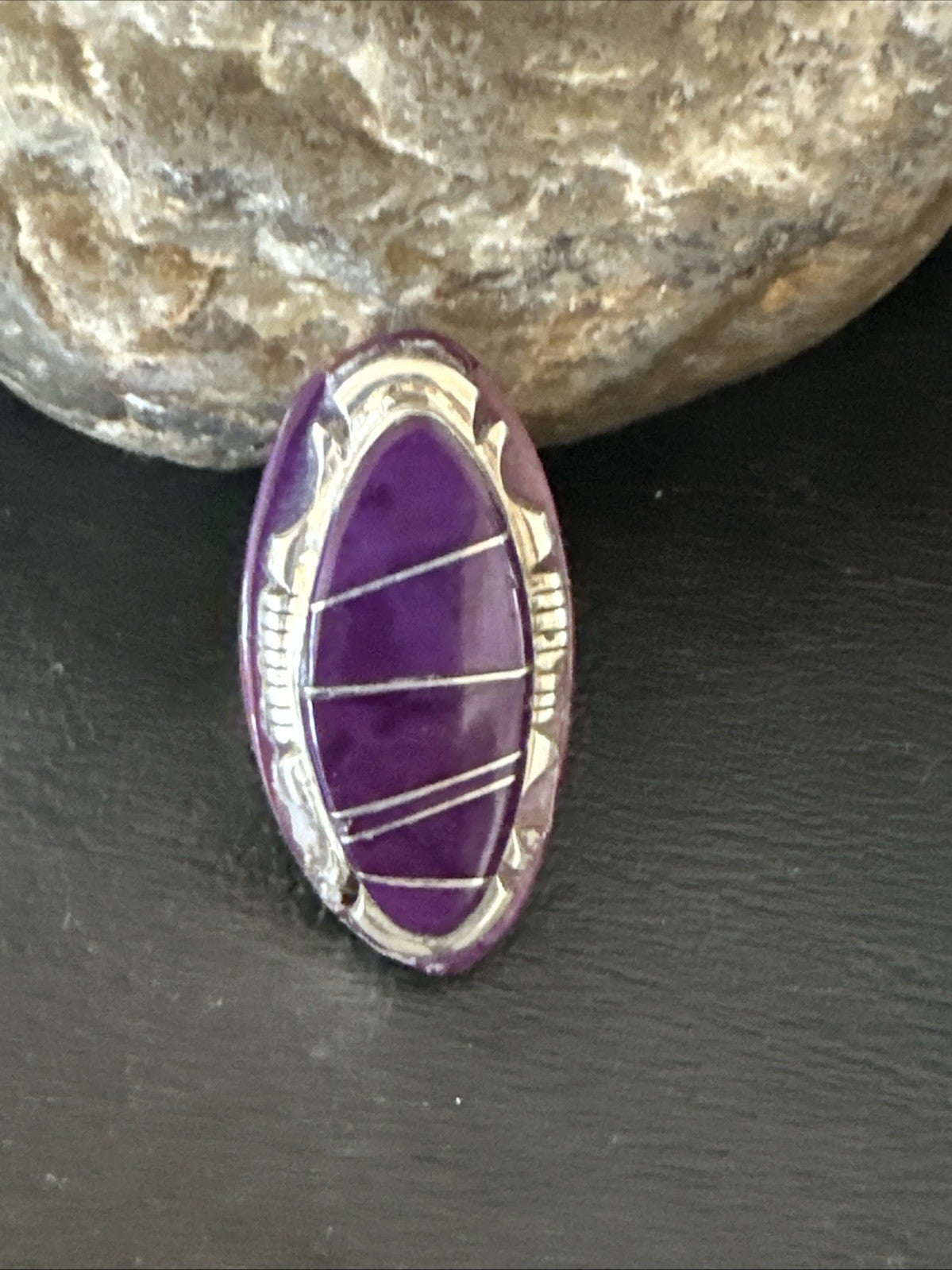 Beautiful Purple Sugilite Navajo Ring Inlay Sz 7.5 19813