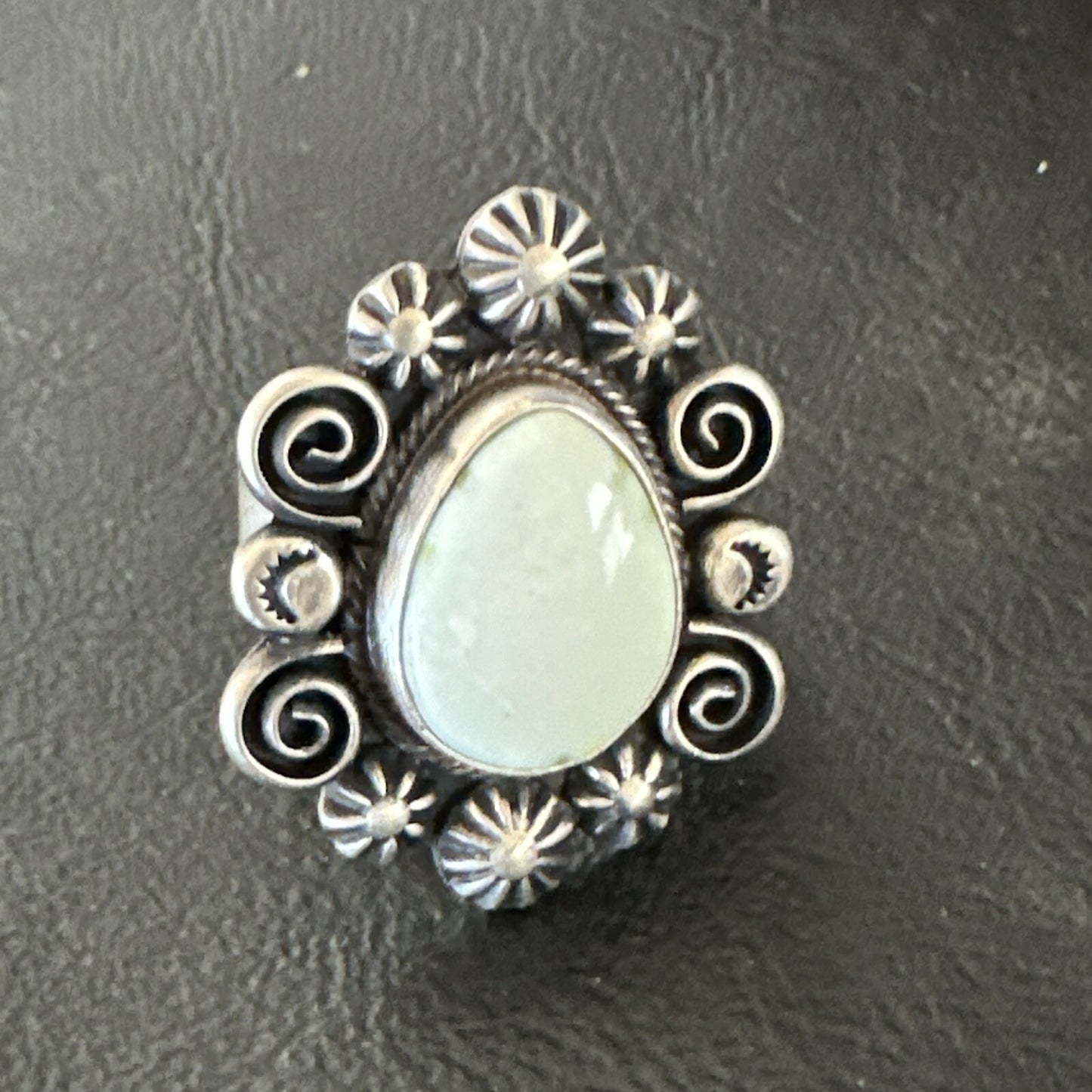 Women Blue Dry Creek Turquoise Navajo Sterling Silver Ring Sz 9 17773