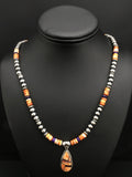 Spiny Oyster Pendant Purple Stone Navajo Pearls Necklace | Sterling Silver | Authentic Native American Handmade | 4879