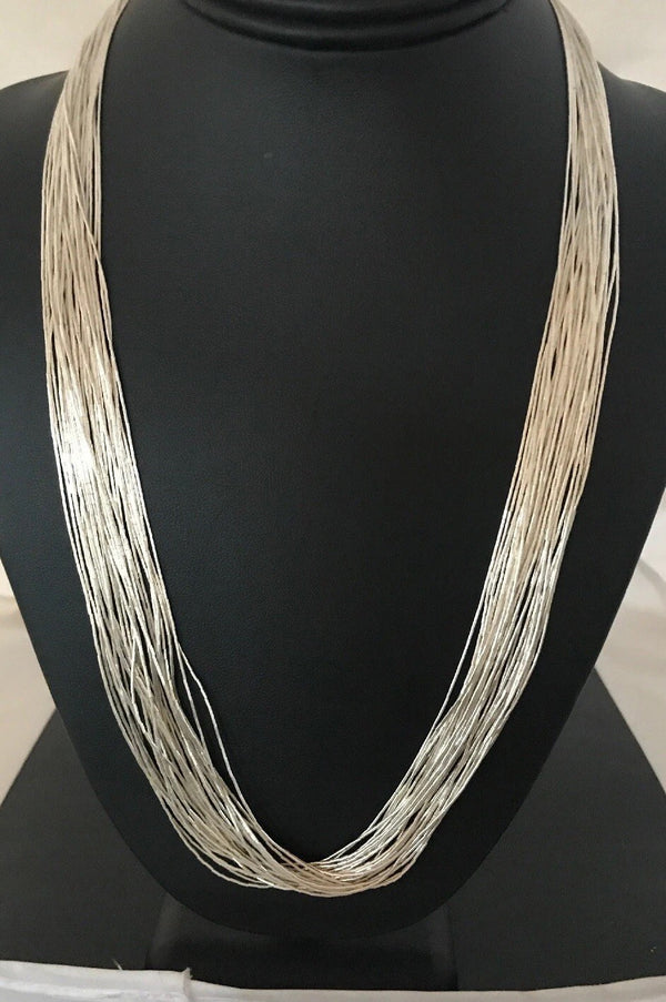 30 Strands Heishi tubes Liquid Necklace 30" | Sterling Silver | Authentic Native American Handmade | 19620