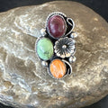 Multicolor Ring Turquoise Spiny Navajo Cluster Size 7 | Sterling Silver | Authentic Native American Handmade | 19179