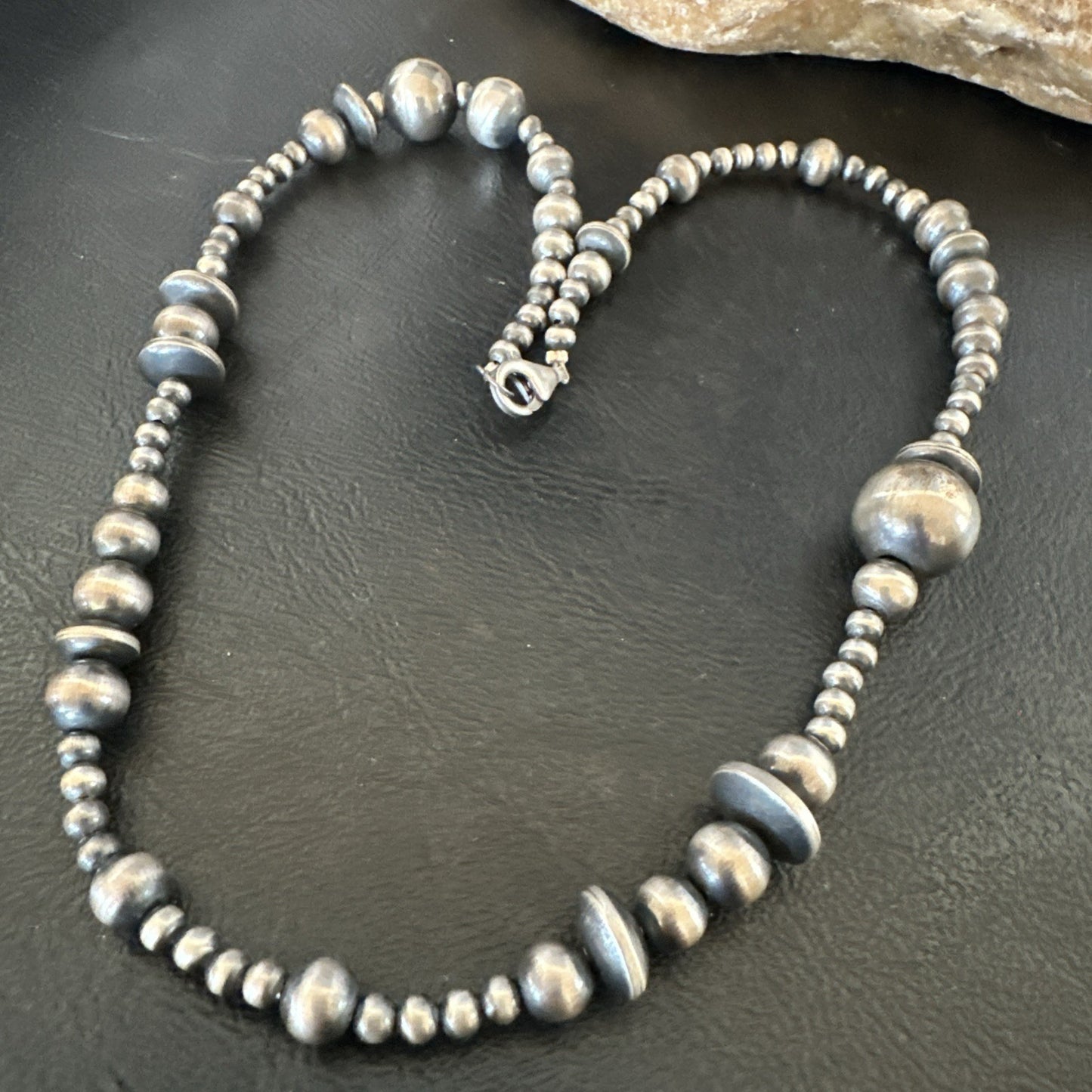 Mixed Bead Sterling Silver Navajo Pearls Necklace 18” 19221
