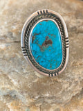 Kingman Turquoise Navajo Old Pawn Ring Sz 4.5 | Sterling Silver | Authentic Native American Handmade | 4020