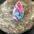 Blue Turquoise Spiny Oyster Navajo Ring Size 7 | Sterling Silver | Authentic Native American Handmade | 18254