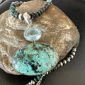 Men's Blue Spiderweb Turquoise Pendant Navajo Necklace | Sterling Silver | Authentic Native American Handmade | 18068
