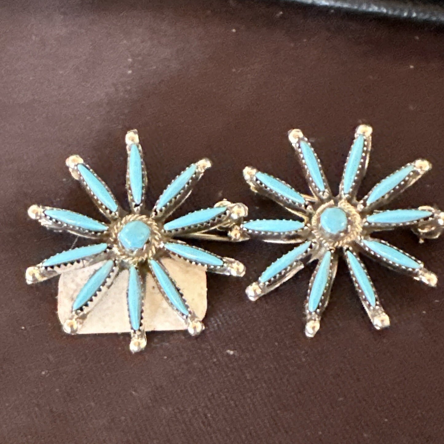 Native Blue Turquoise Needle Point Zuni Sterling Silver Pin Pendant 17846