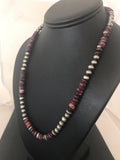 Purple Spiny Oyster Navajo Necklace 20" | Sterling Silver | Authentic Native American Handmade | 10272