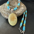 Green Gaspeite Pendant Blue Turquoise Navajo Necklace 20" | Sterling Silver | Authentic Native American Handmade | 19667