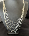 Graduated Bib Heishi Liquid All 15S Necklace 24" | Sterling Silver | Authentic Native American Handmade | 17242