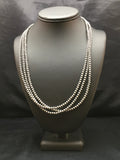 Navajo 4mm Bead 3 Strand 21"Necklace | Sterling Silver | Authentic Native American Handmade