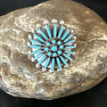 Blue Turquoise Zuni Needle Point Cluster Ring Size 8 | Sterling Silver | Authentic Native American Handmade | 17843