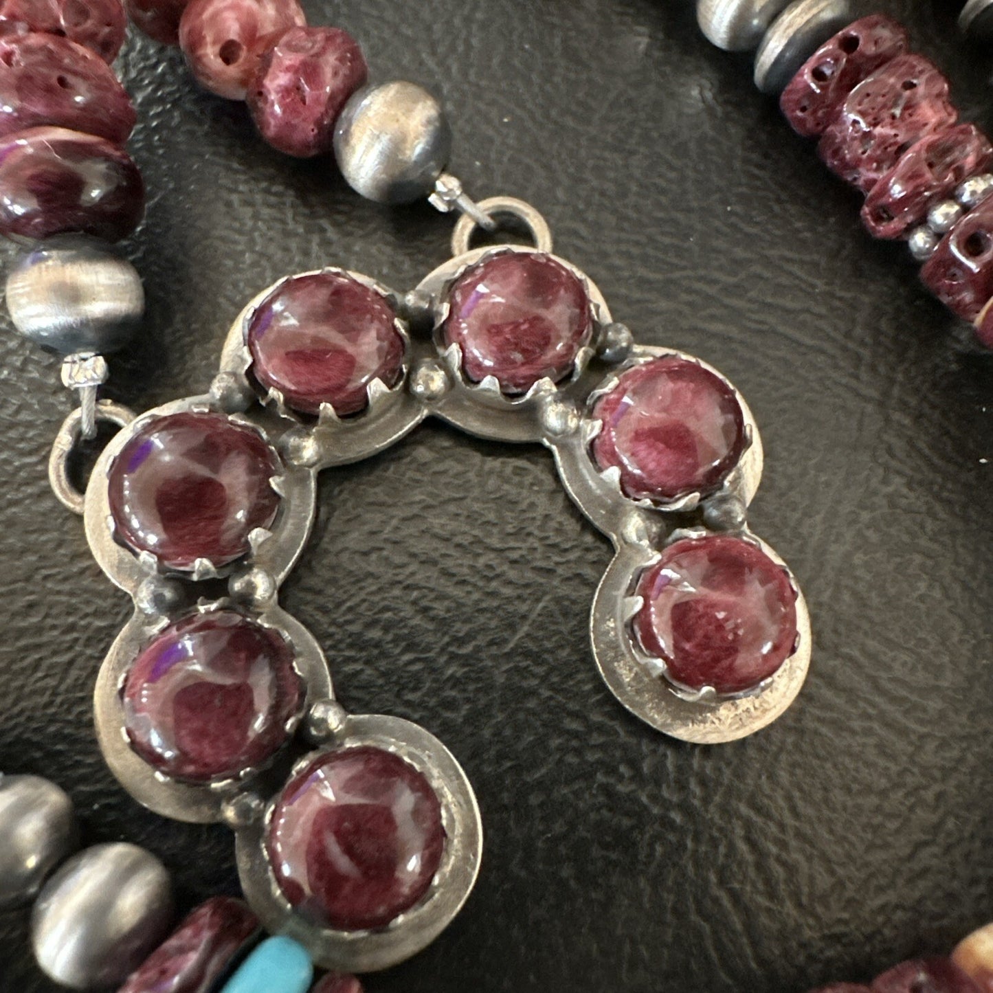 Purple Spiny Oyster Naja Pendant Turquoise Navajo Sterling Silver Necklace 18850