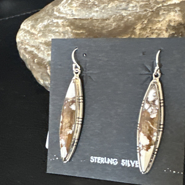 Navajo Wild Horse Turquoise Earrings | Sterling Silver | Authentic Native American Handmade | 01377