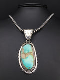 Royston Turquoise Pendant Navajo Pearls Necklace | Sterling Silver | Authentic Native American Handmade | 4820