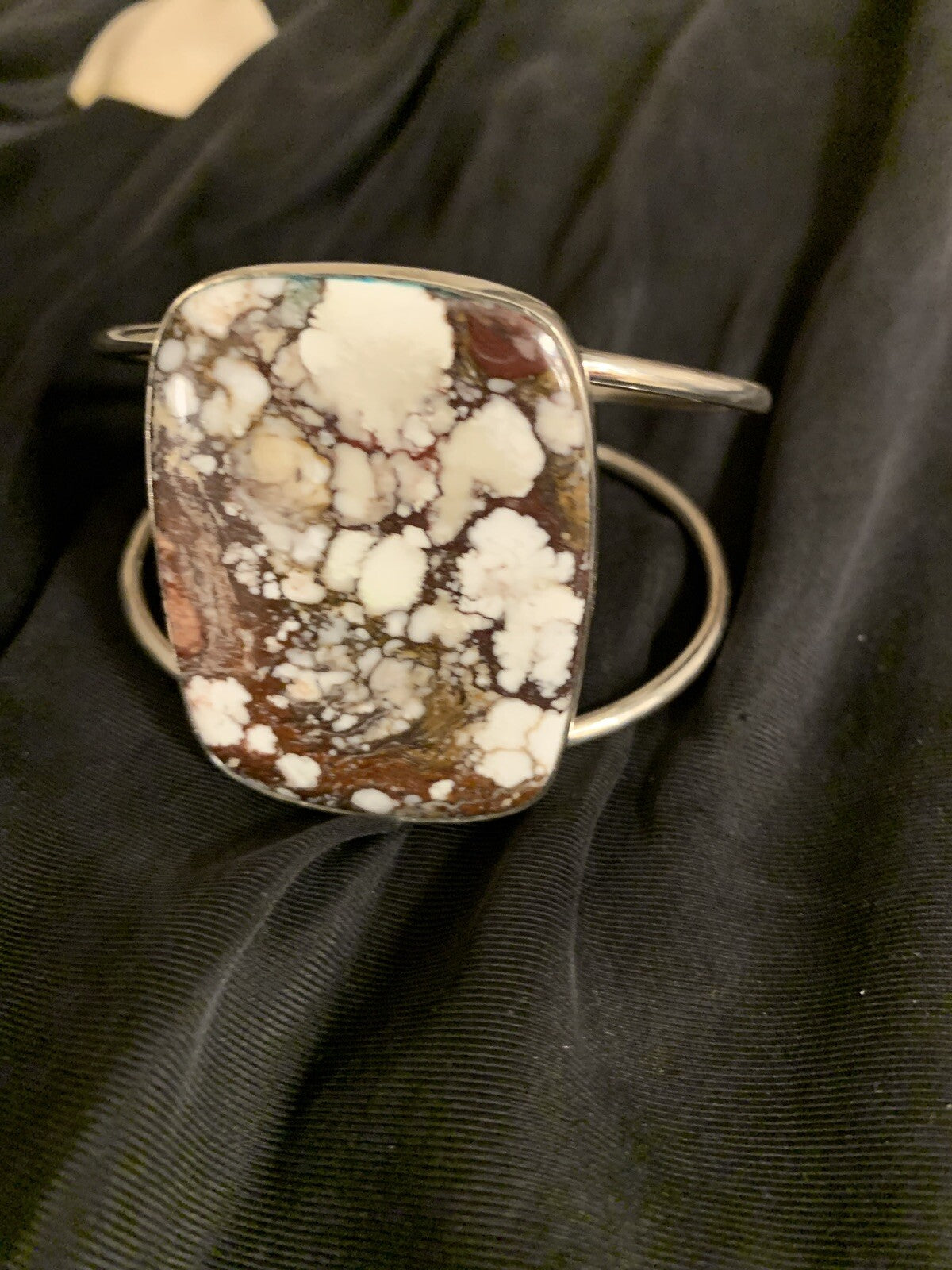 Womens Wild Horse Turquoise Sterling Silver Cuff Wire Bracelet 10497