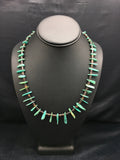 Green Turquoise Bone Bead Navajo Necklace 20" | Sterling Silver | Authentic Native American Handmade | 03282