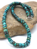 Turquoise 8mm Heishi Southwestern Beads Necklace 20" | Sterling Silver | Authentic Native American Handmade | 4348