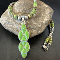 Women's Green Gaspeite Turquoise Opal Pendant Necklace | Sterling Silver | Authentic Native American Handmade | 19548