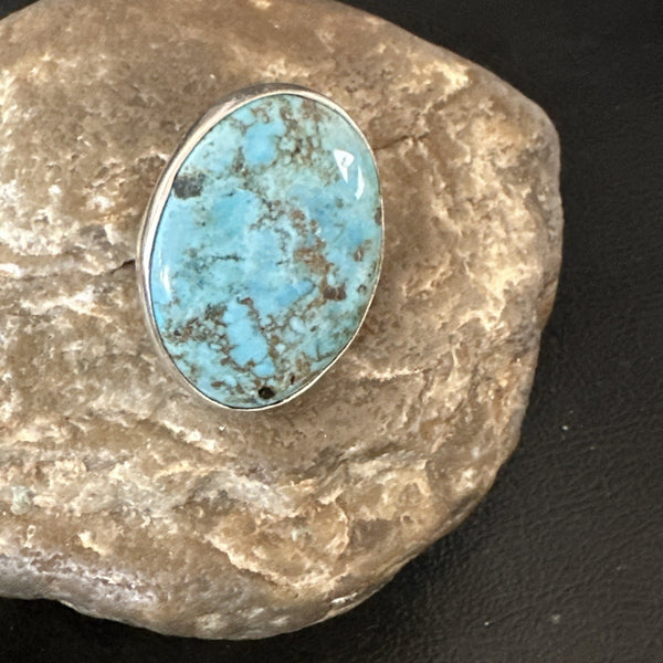 Blue Turquoise#8 Southwestern Ring Size 7 | Sterling Silver | Authentic Native American Handmade | 19731